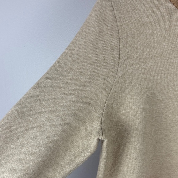 Cynthia Rowley Modern Classic Cozy Cream Camel Brown and Pink Crew Neck Sweater - Picture 3 of 8